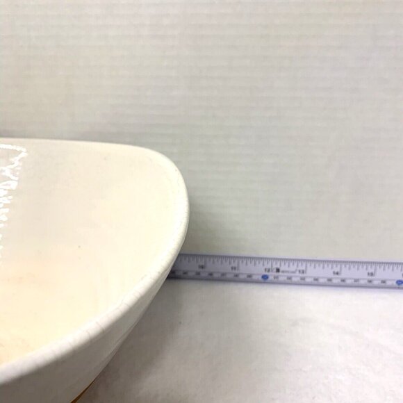 Large White & Brown Ceramic Oval Bowl Decorative Modern Natural/Rustic Decor - Picture 5 of 5